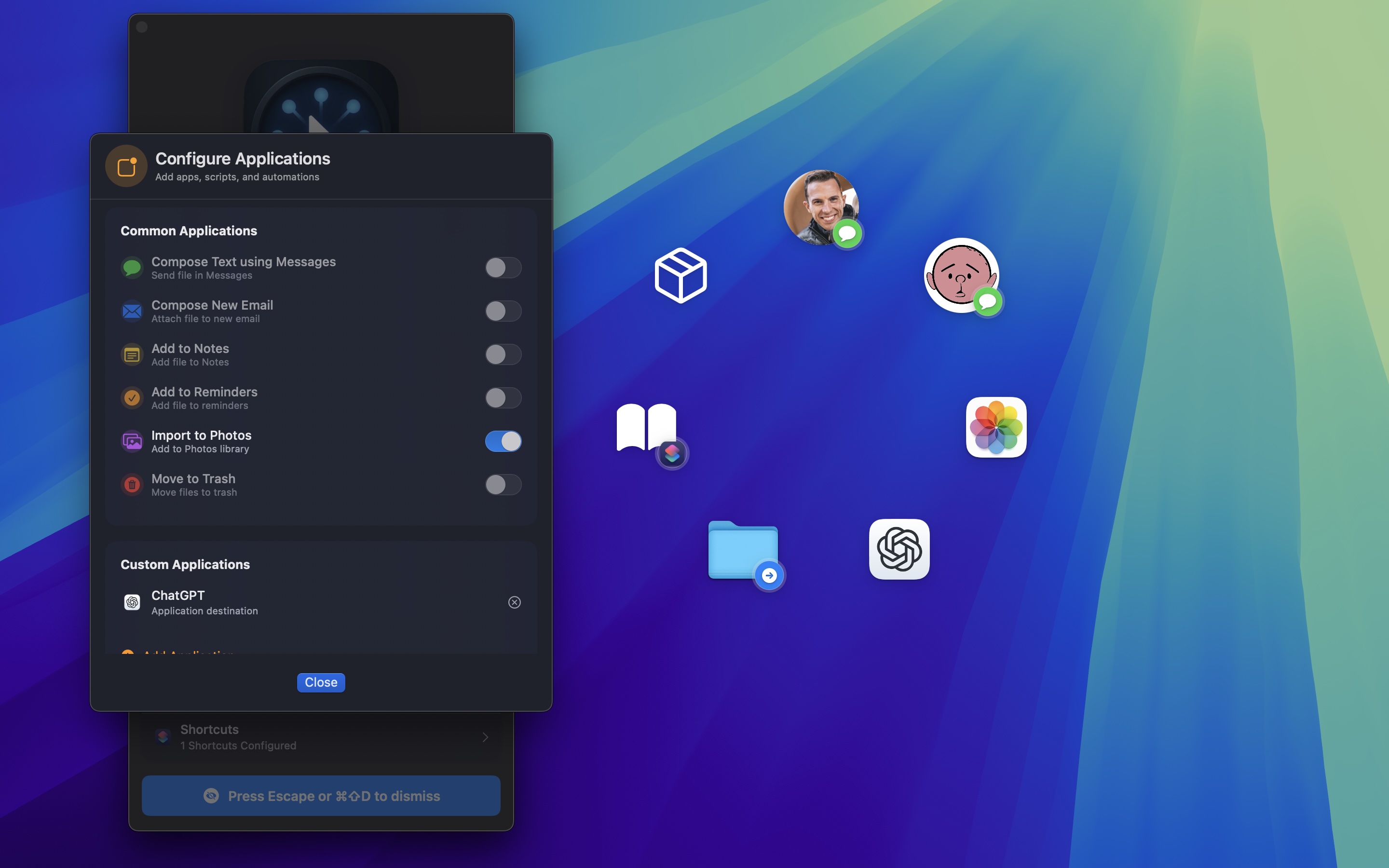 Drag and drop files to destinations